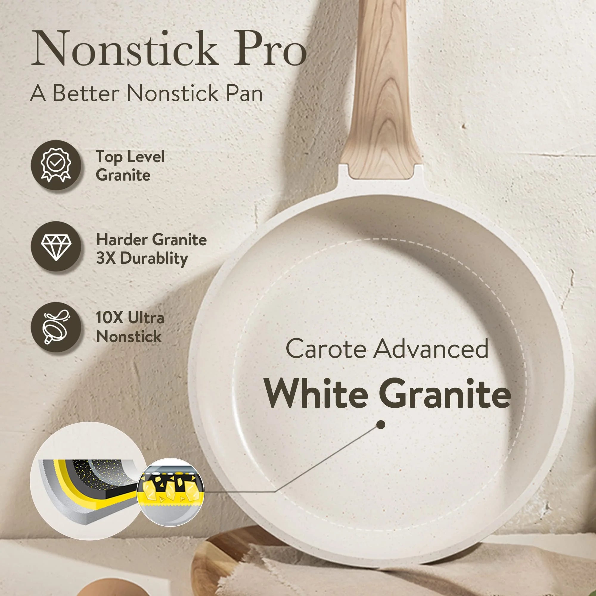 CAROTE 14 Pcs Pots and Pans Set. Nonstick Cookware Set